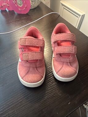 adidas Kids Pink Suede Velcro Sneakers